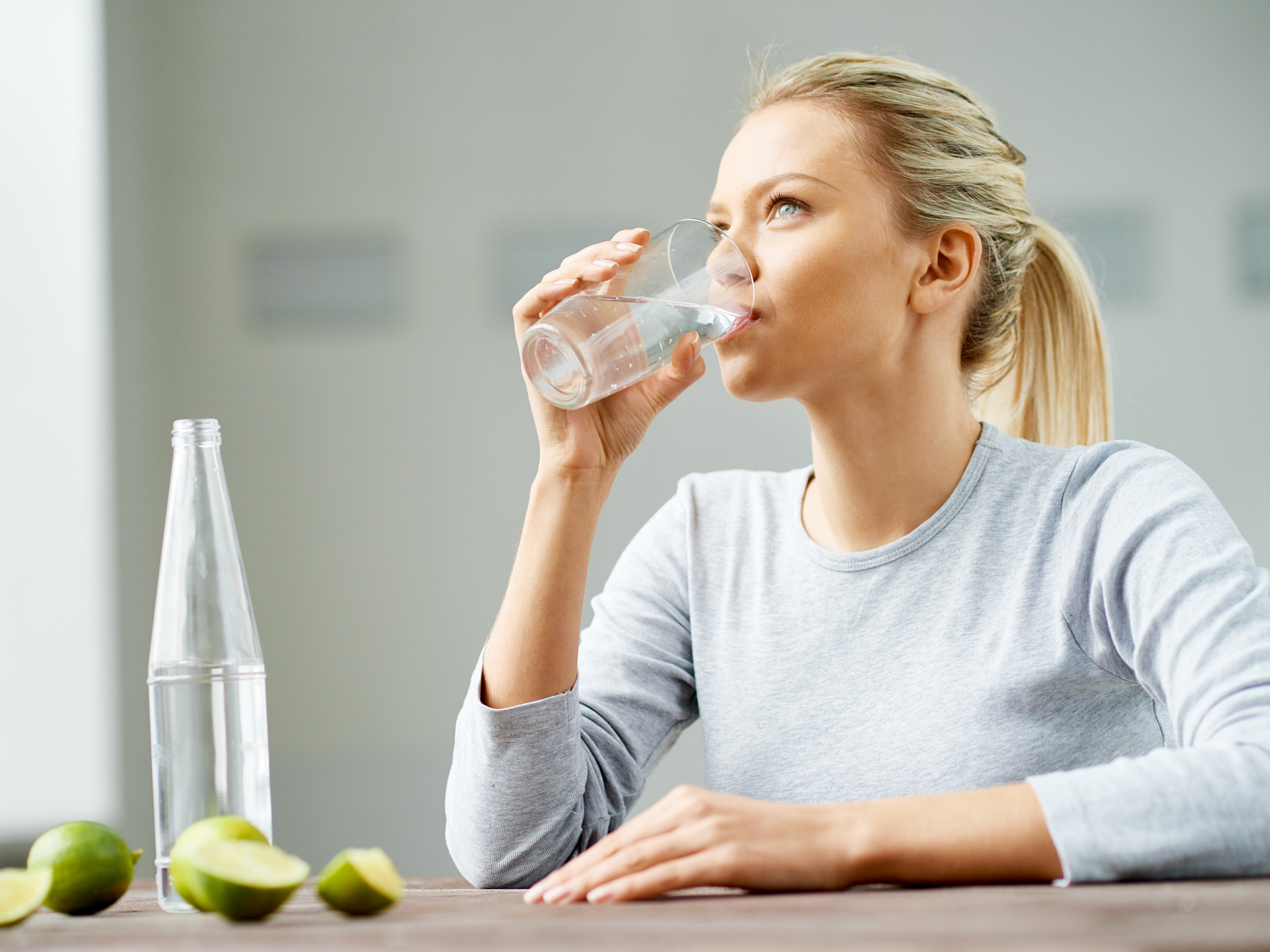 Woman drinking a glass of water