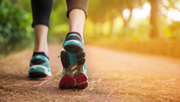 Woman walking for exercise.