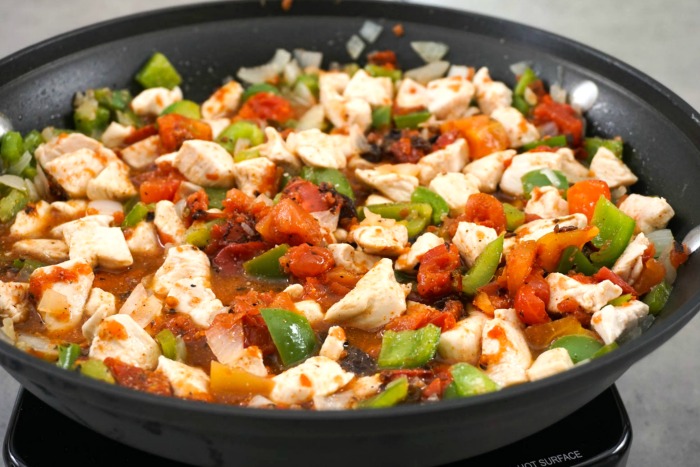 Dish of Chicken Picadilo.