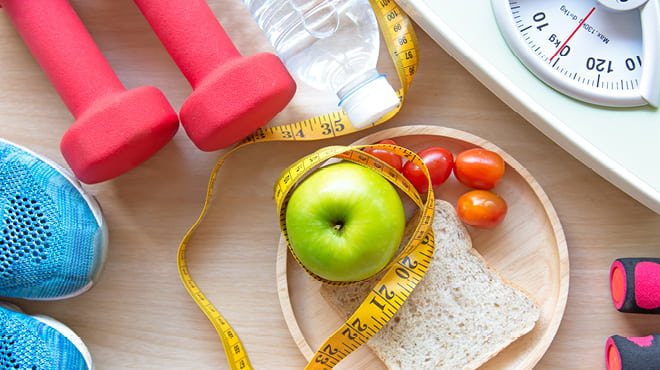 Display of healthy foods.