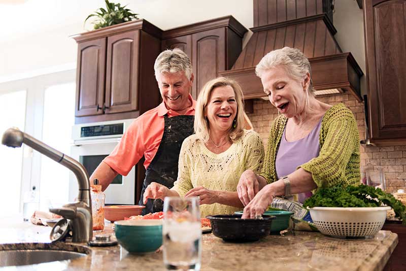 Family cooking together