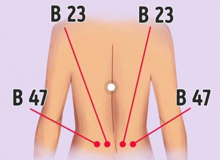 Acupressure points shown B-23 and B-47