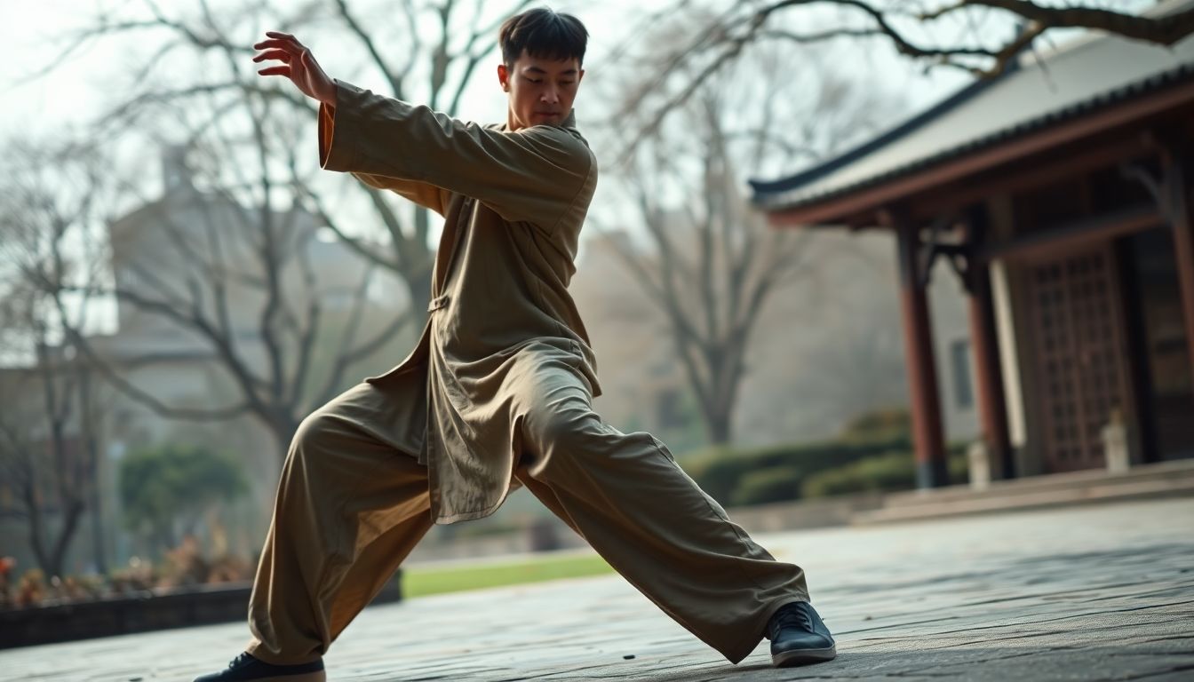 Man in self defense posture with Tai Chi