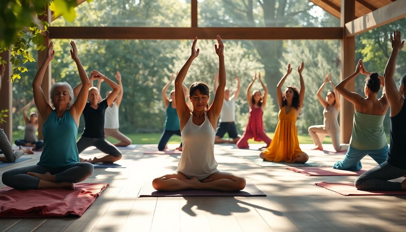 Group doing Yoga exercises