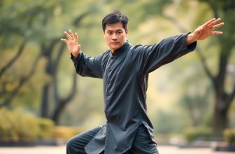 Man demonstrading cloud hands tai chi movement