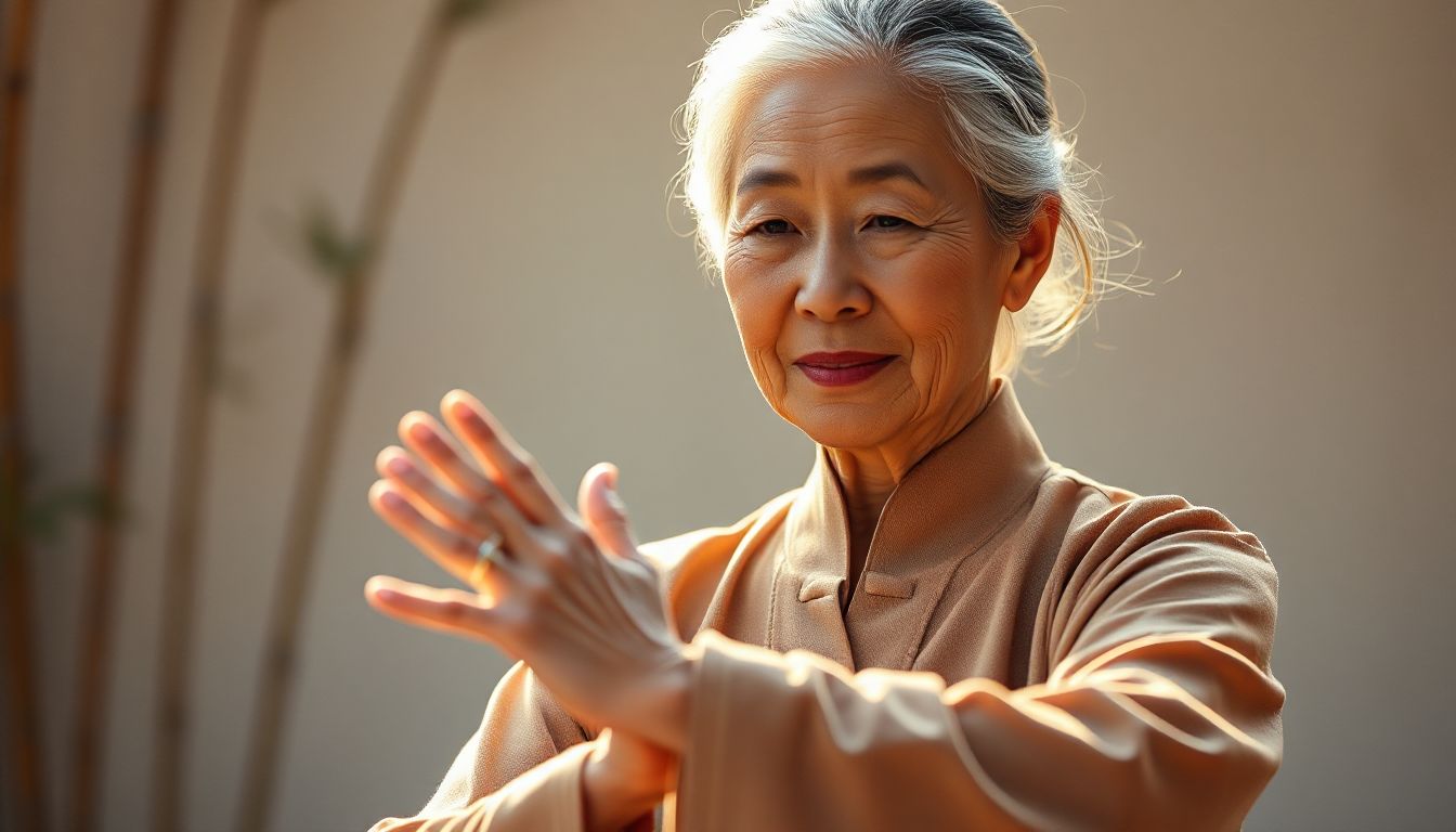 Woman showing acupressure point