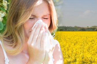 Woman in distress with hay fever
